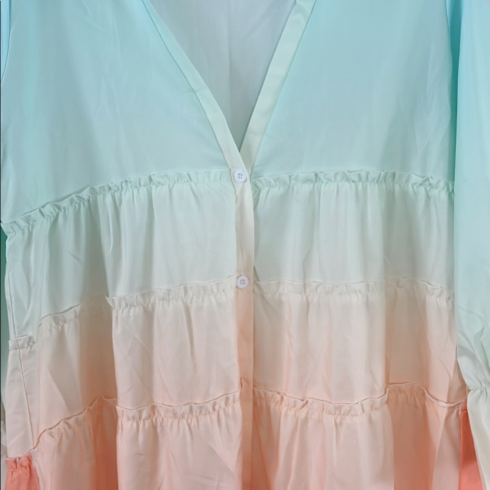 Boho High Low Button Ruffle Maxi Dress Cover Up - Picture 6 of 7
